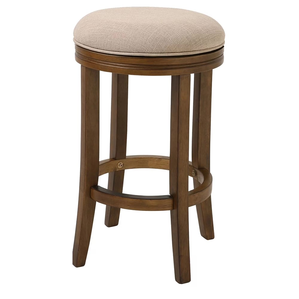 NewRidge Home Goods 25.8" Counter-Height Backless Wood Swivel Barstool, Honeysuckle/Cream