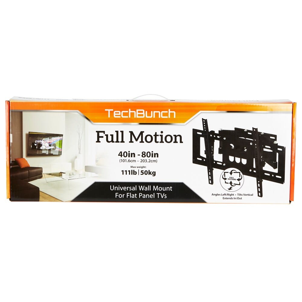 TechBunch Full Motion Universal Wall Mount for Flat TVs, 40" - 80"