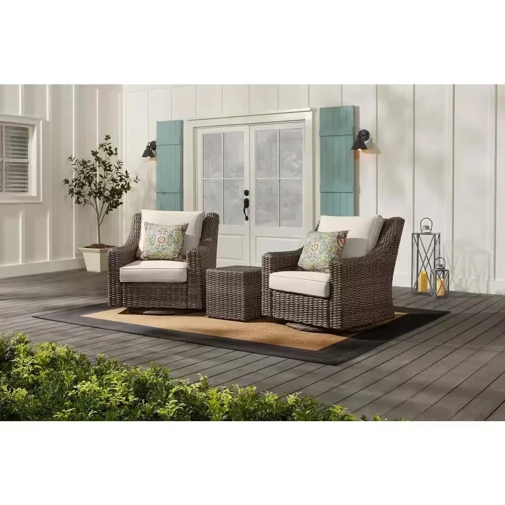 Hampton Bay 3-Piece Outdoor Wicker Patio Set, Brown