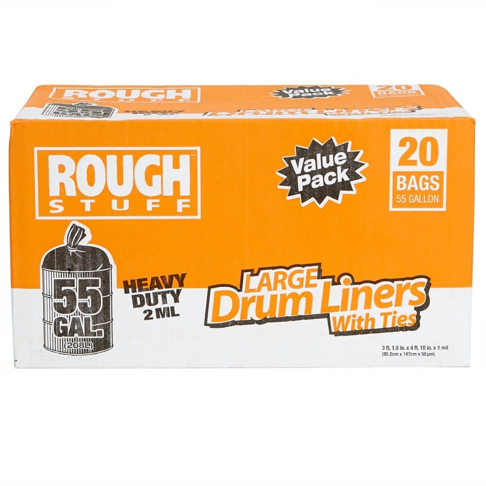 Rough Stuff 55 Gal Heavy-Duty Trash Bags, 20 Count