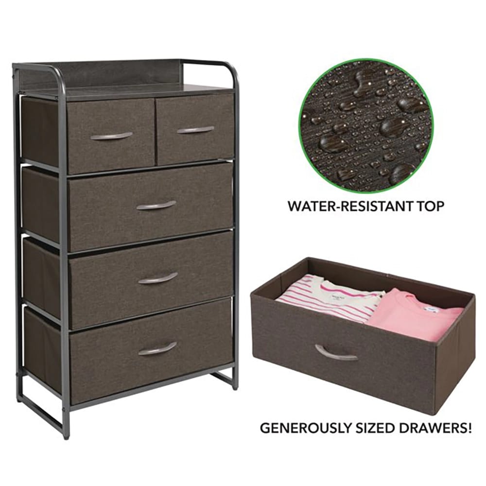 mDesign 5-Drawer Dresser, Charcoal/Graphite