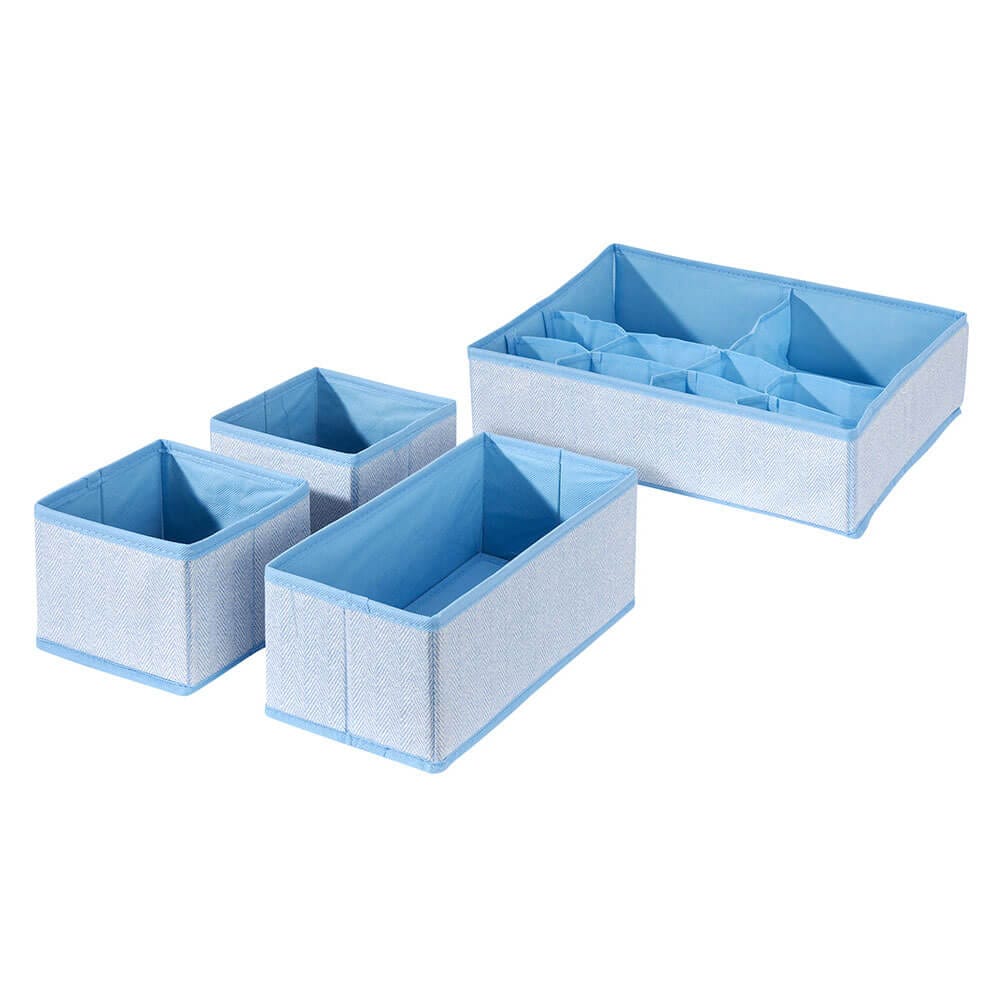 mDesign Herringbone 4-Piece Accessory Organizer, Blue