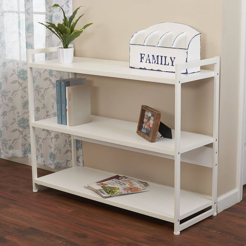 Household Essentials Jamestown Collection 3-Tier Bookshelf, Scandinavian White