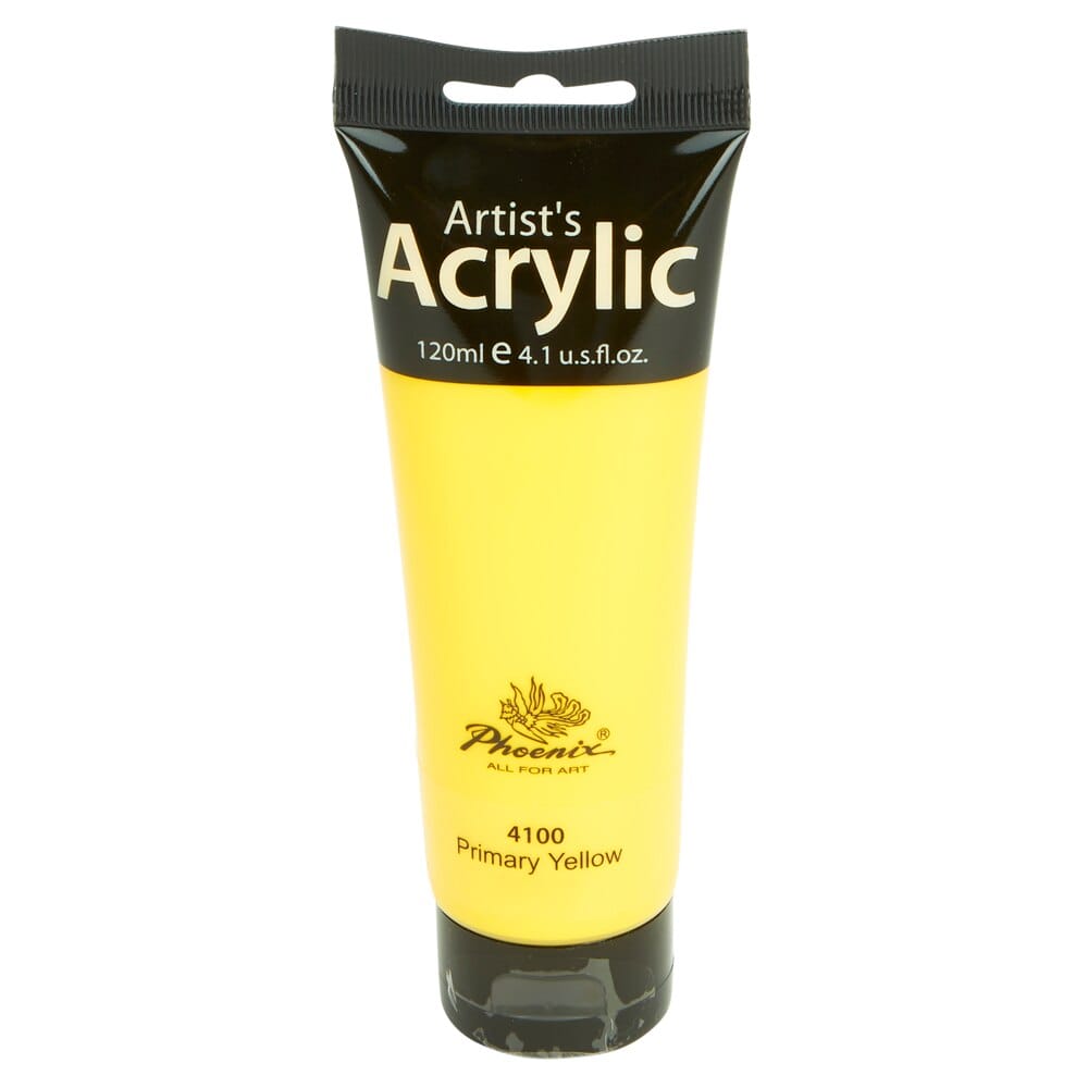 Phoenix Artist's Acrylic Paint, Primary Yellow, 120 ml