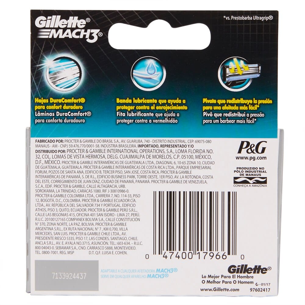 Gillette Mach3 Razor Blade Refills, 4 Count