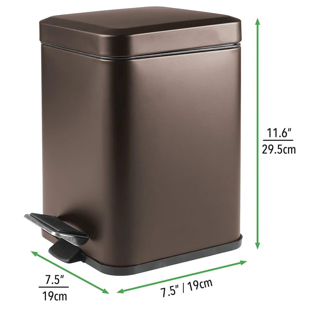 mDesign 1.5 Gallon Step Trash Can, Bronze