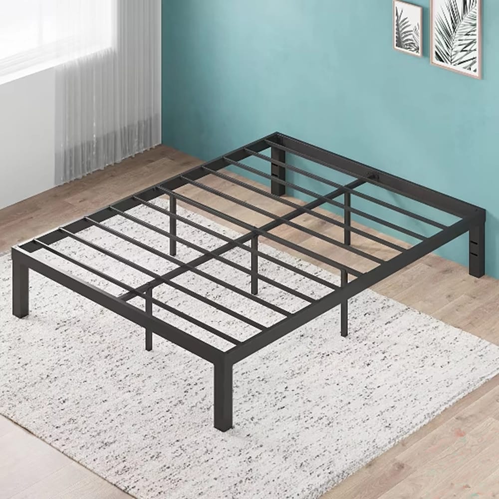Zinus Luis 14" Quick Lock Metal Platform Bed, Black, Queen