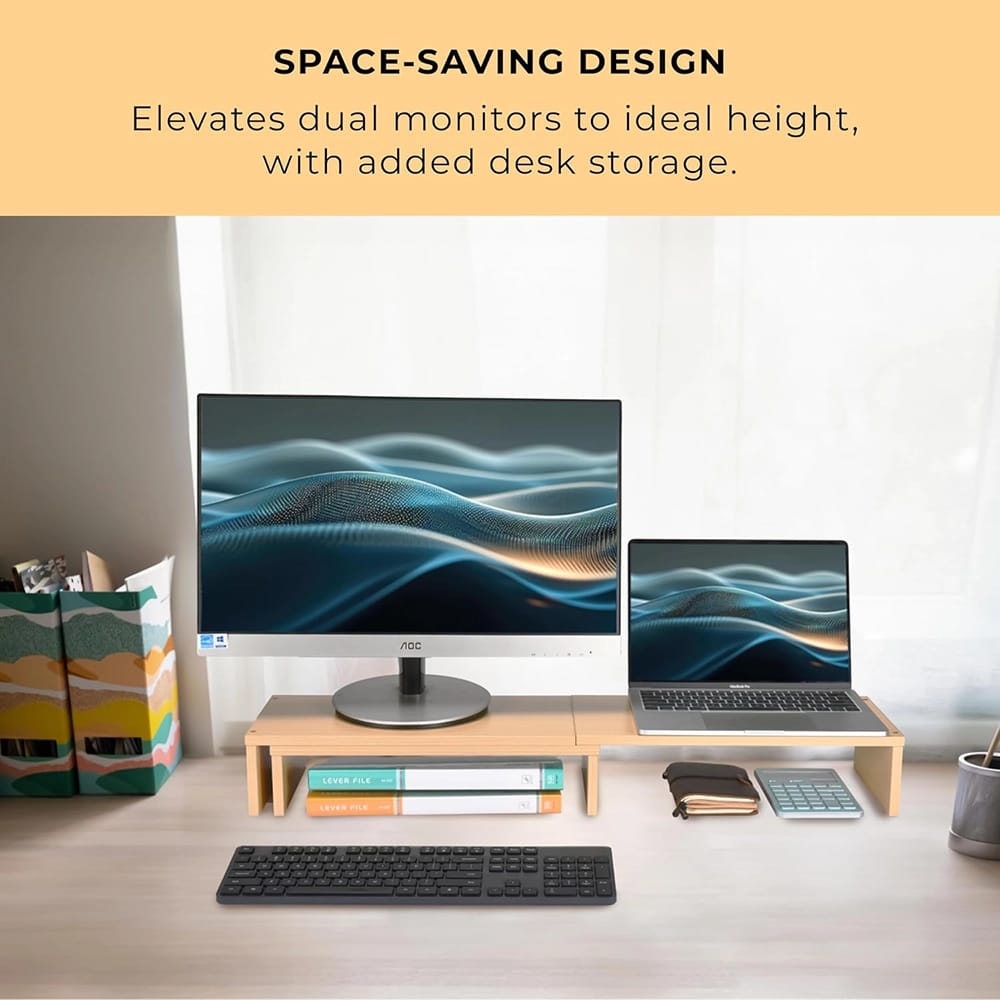 Prosumer's Choice Dual Monitor Riser, Light Wood, Set of 3