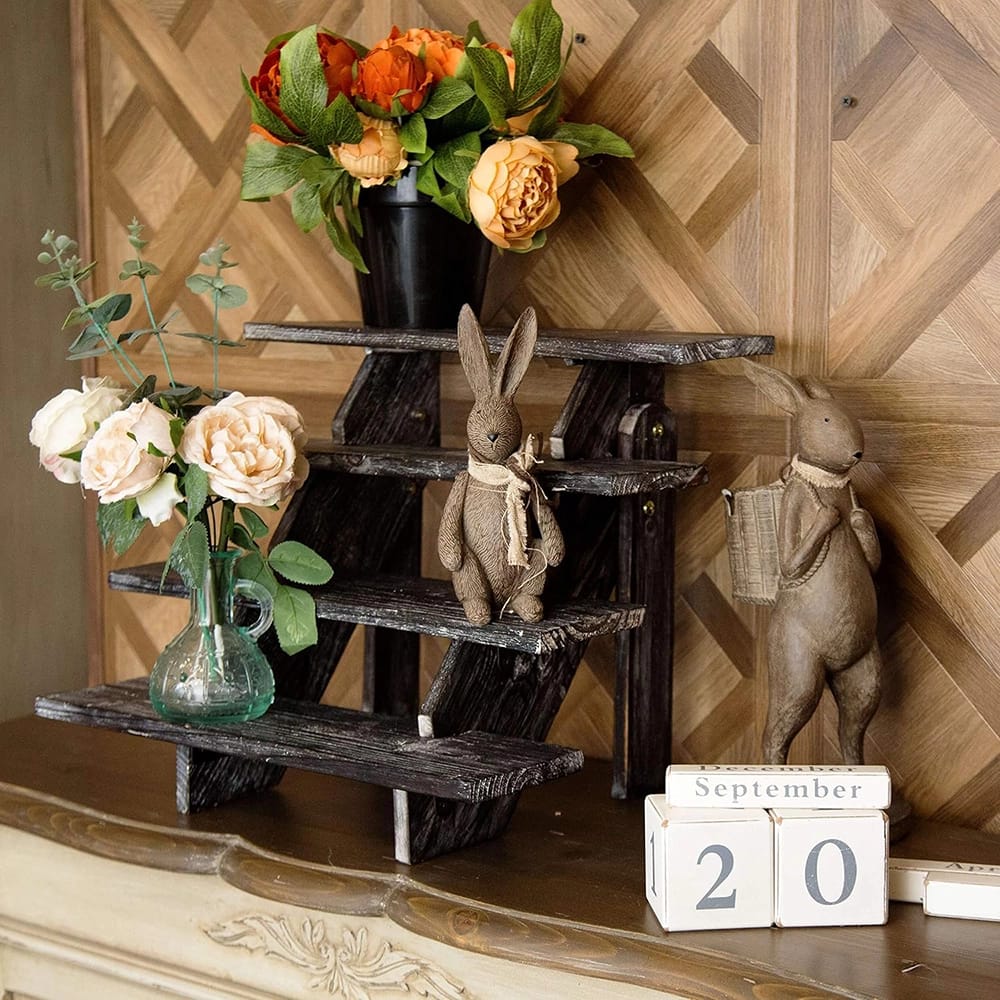 Hallops Rustic Wooden Cupcake Stand, Black