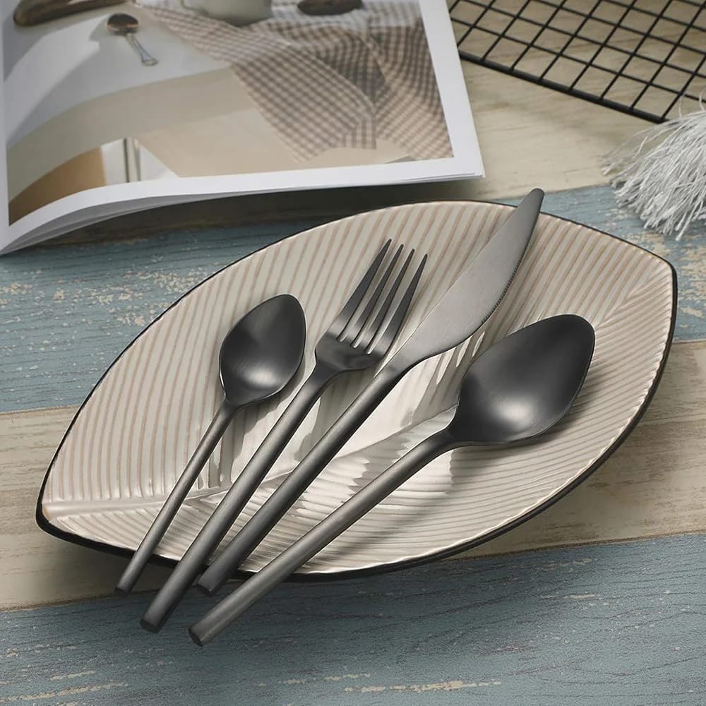 Bruntmor 20-Piece Flatware Set, Black