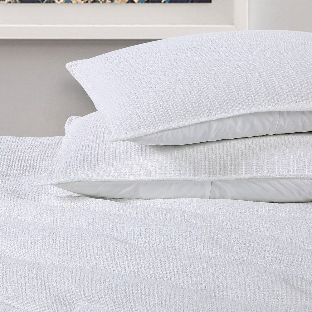 WellBeing by Sunham Waffle Weave 3-Piece Comforter Set, King, White