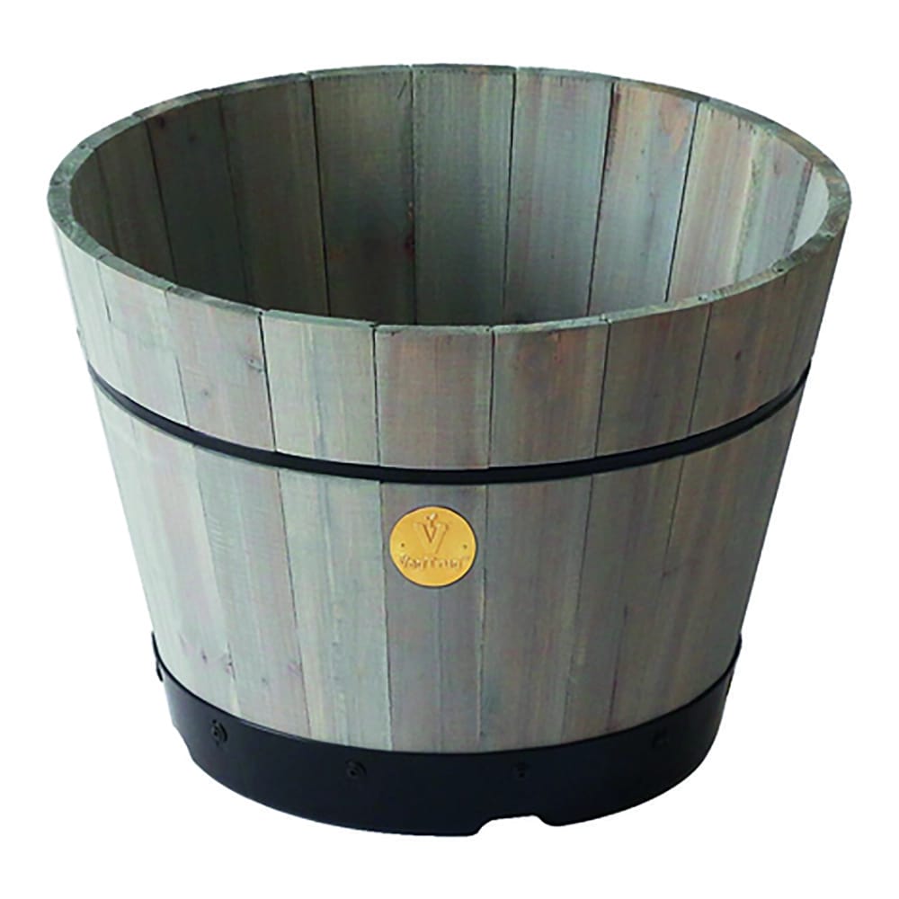 VegTrug Gray Wash Whisky Barrel Planter, 18in.