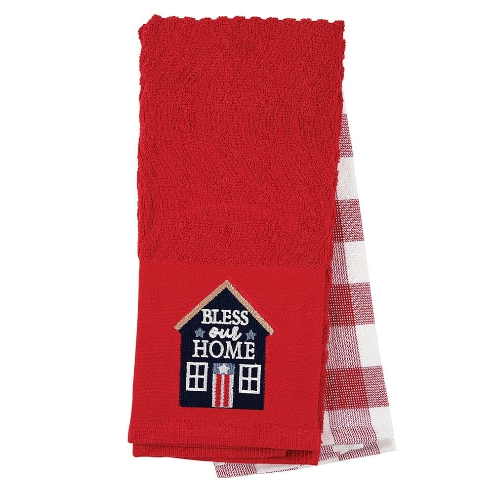 Americana Embroidered Cotton Kitchen Towels, 2-Count