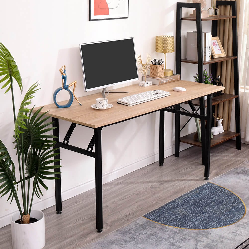 55" Foldable Desk, Natural/Black