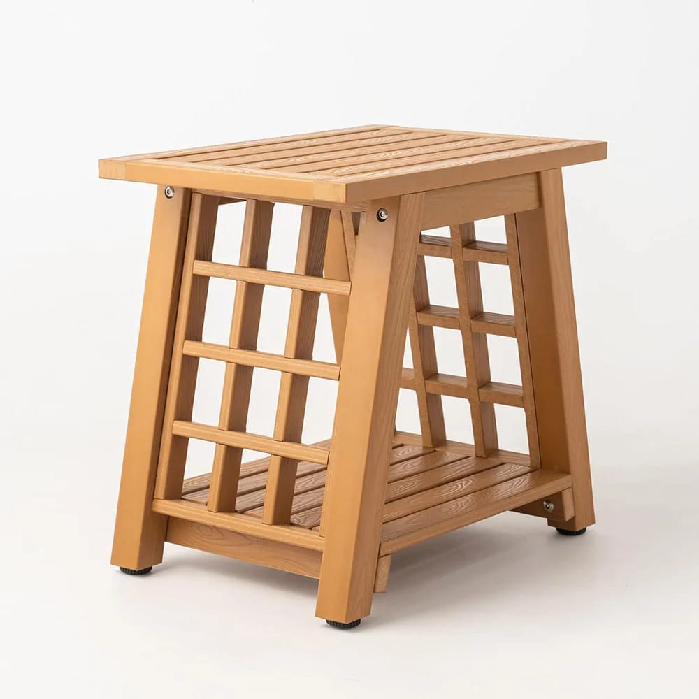 ROHKEX Waterpoof Shower Bench with Storage Shelf, Tan