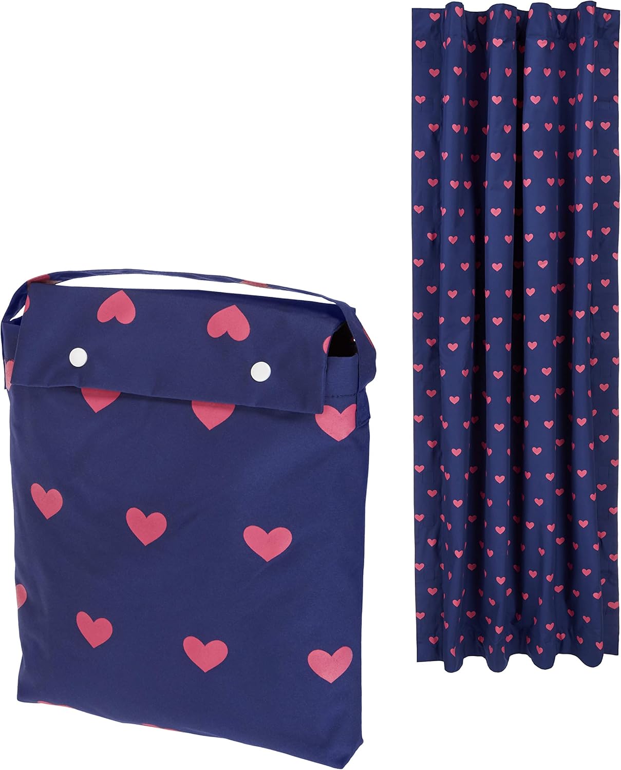 Portable Kids Travel Blackout Curtain Shade with Suction Cups, Pink Hearts