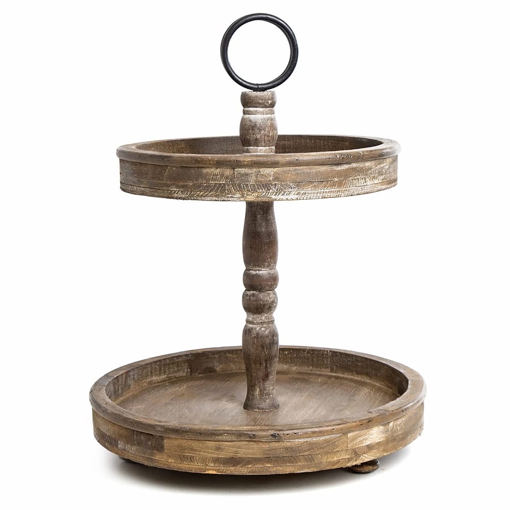 Hallops 2-Tiered Tray Stand, Brown
