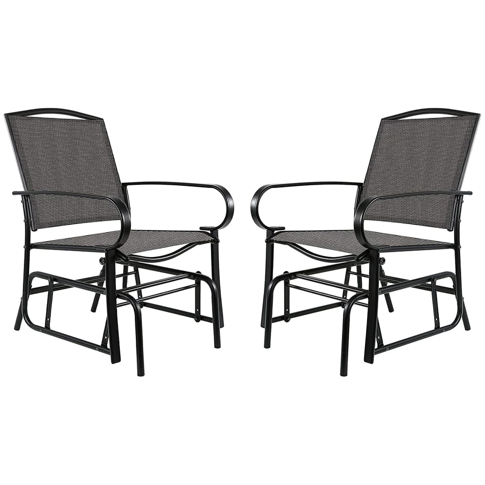 Outdoor Patio Glider Chairs, Black, Set of 2