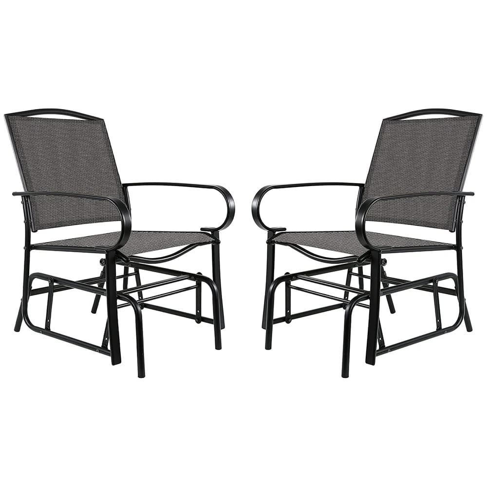 Outdoor Patio Glider Chairs, Black, Set of 2