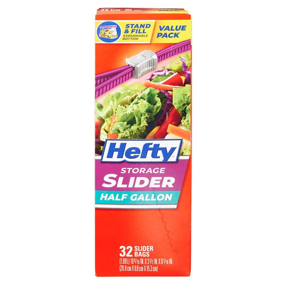 Hefty Storage Half Gallon Slider Bags, 32 Count