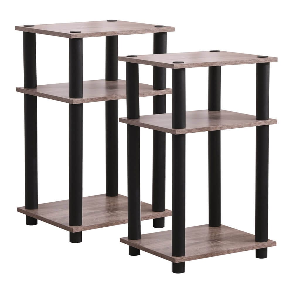 Turn-N-Tube End Table, Set of 2, Oak Gray/Black