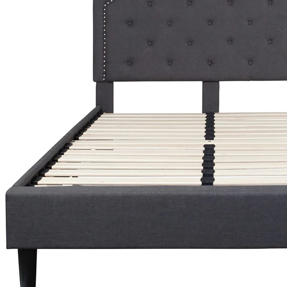 Arched Tufted Upholstered Platform Bed Frame, Full, Dark Gray