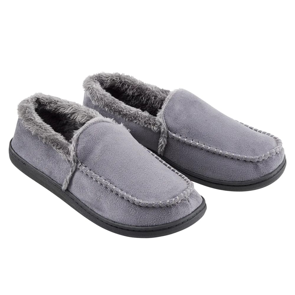 Dockers Men's Microsuede Boater Moccasin Slippers, Gray