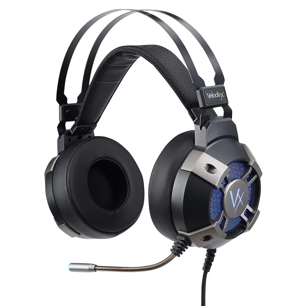 Velocilinx Surround Sound USB Gaming Headset, Silver/Black