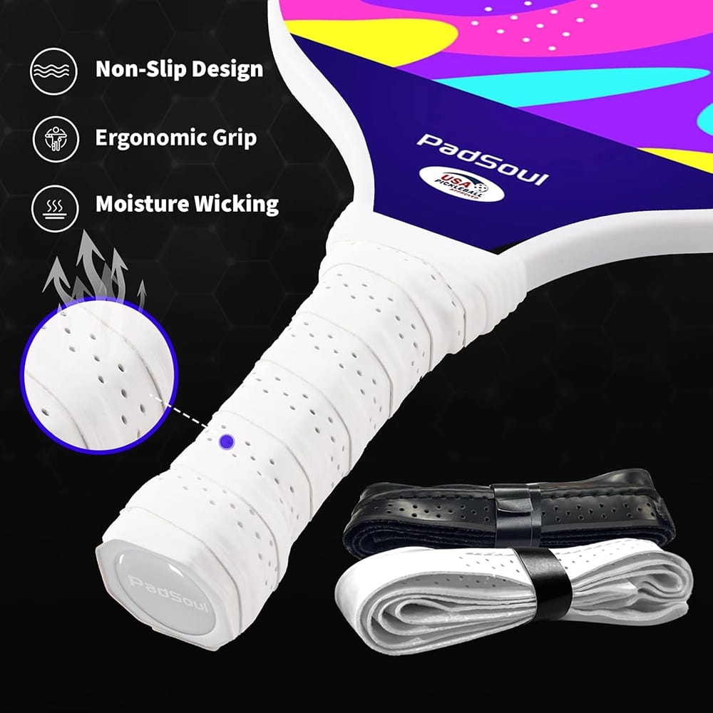 PadSoul Carbon Fiber Pickleball Paddle Set, Multi-Color