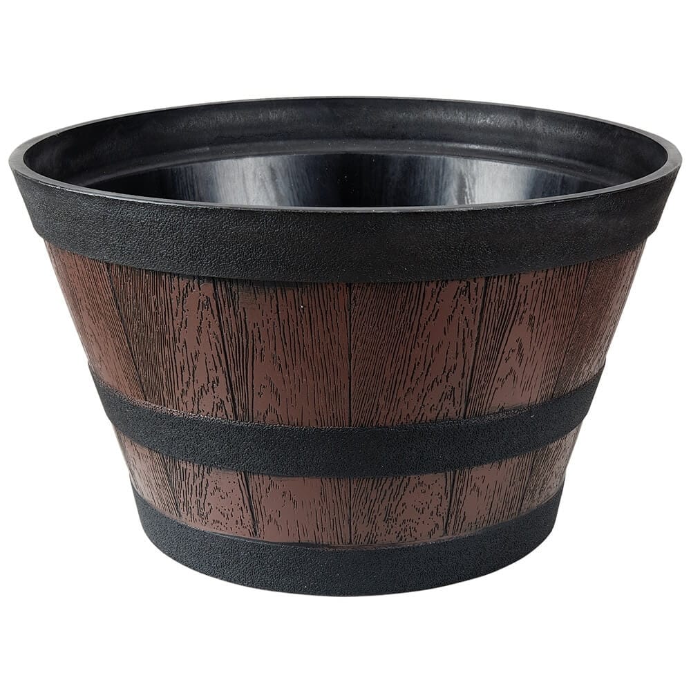 Whiskey Barrel Resin Planter, 20"