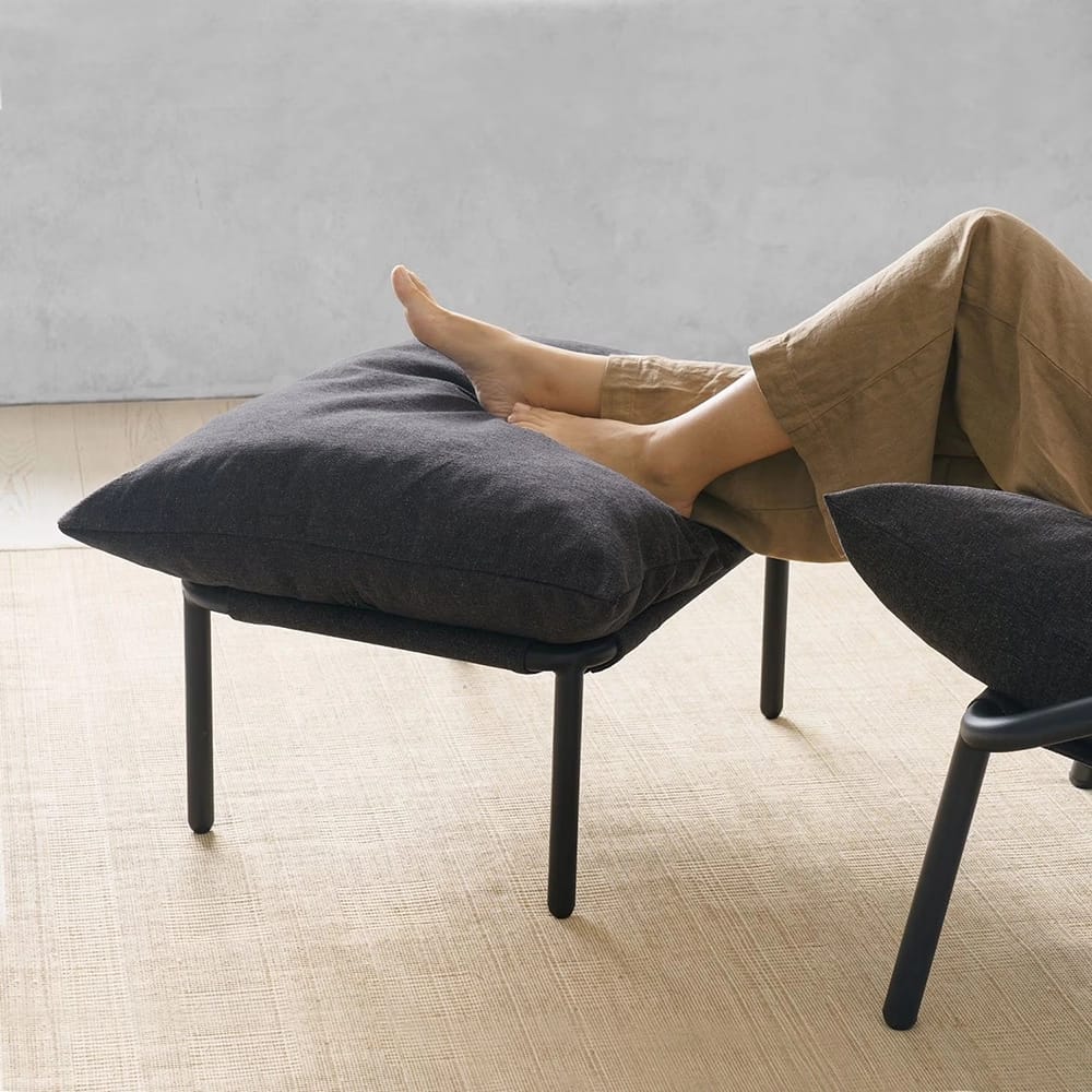 Zinus Callie Sling Chair with Ottoman and Drink Table, Dark Gray