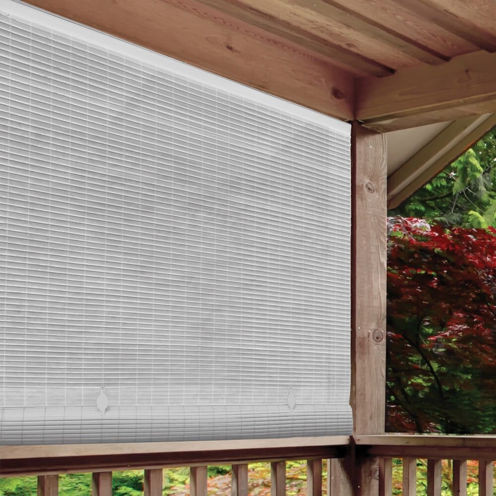 Indoor/Outdoor White PVC Cord Free Roll-Up Blind, 30"