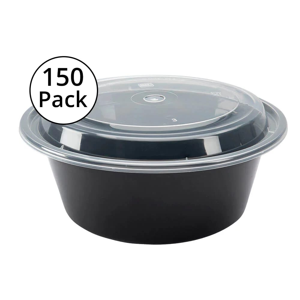 Round Food Containers, 34 oz, 150-Pack