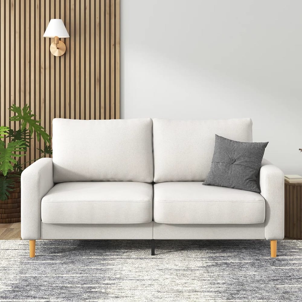 Zinus Colton Upholstered Loveseat, Off White