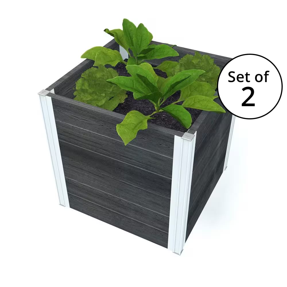 Vita Urbana 22" Cube Planter, Slate, Set of 2