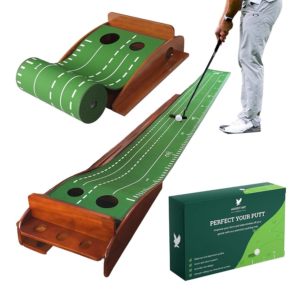 August Bay Premium Indoor/Outdoor Putting Mat with Auto Ball Return, 9' x 6"