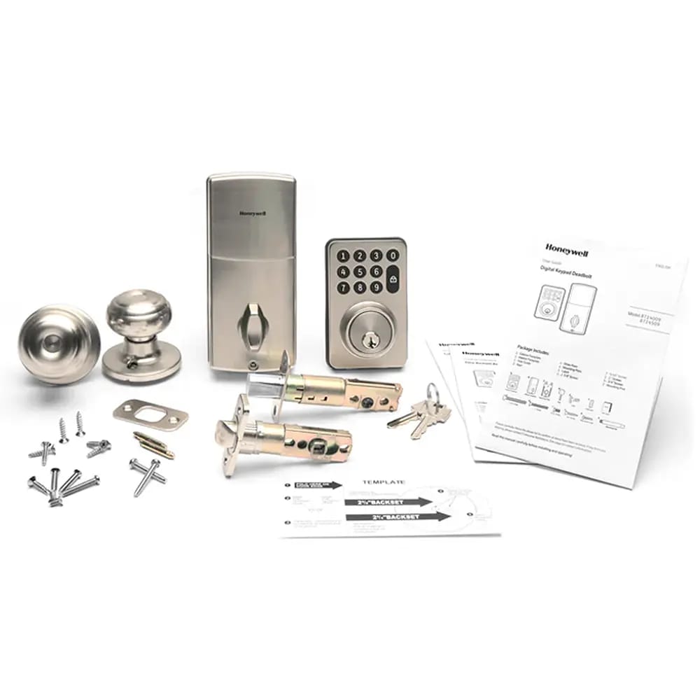 Honeywell Digital Deadbolt and Knob with Electronic Keypad, Satin Nickel