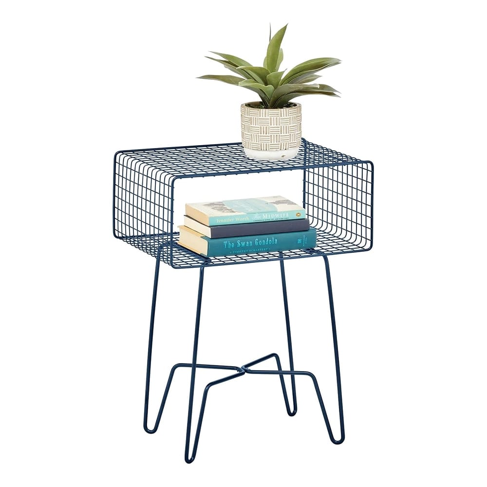 mDesign Modern Side Table, Navy Blue