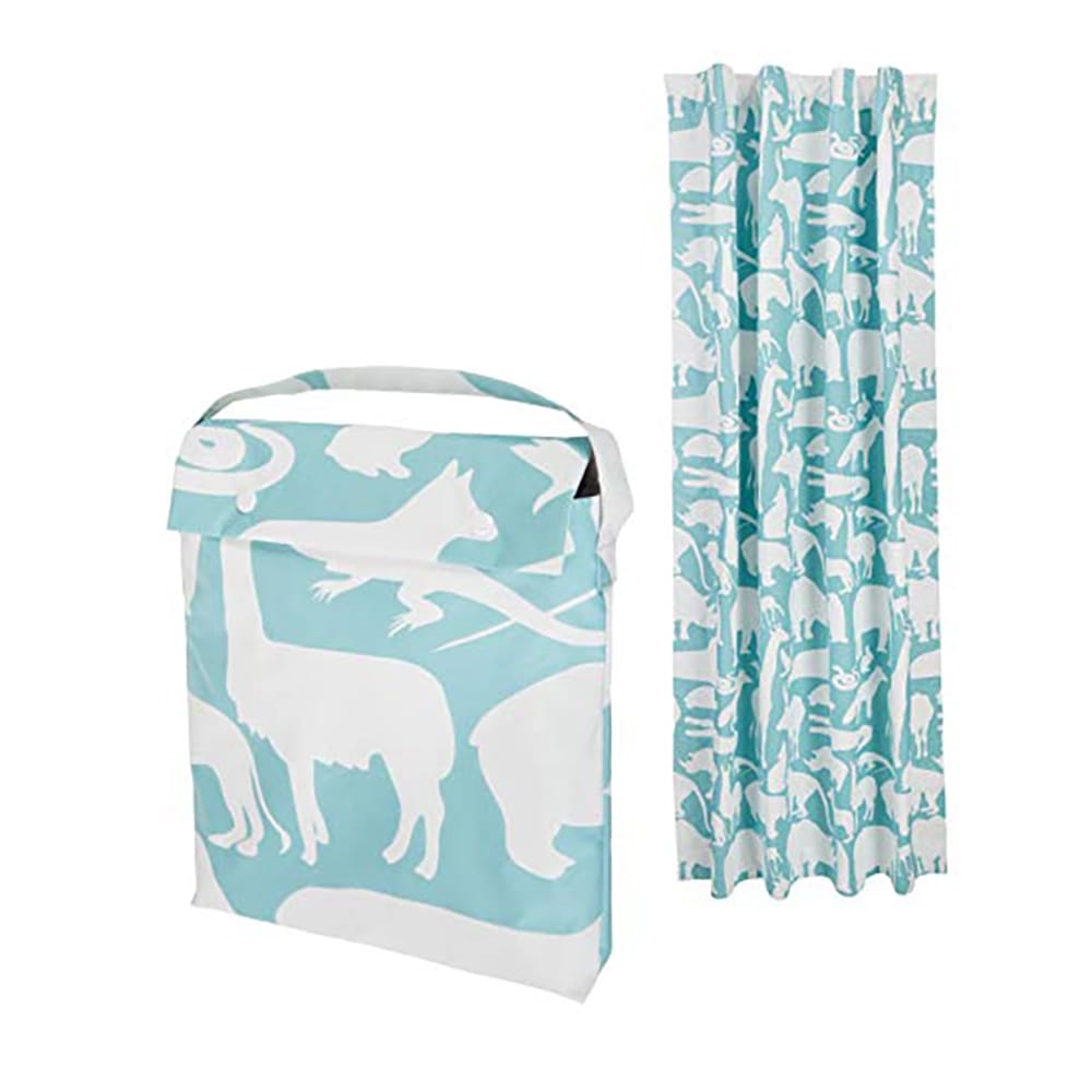 Portable Kids Travel Blackout Curtain Shade with Suction Cups, Teal Zoo