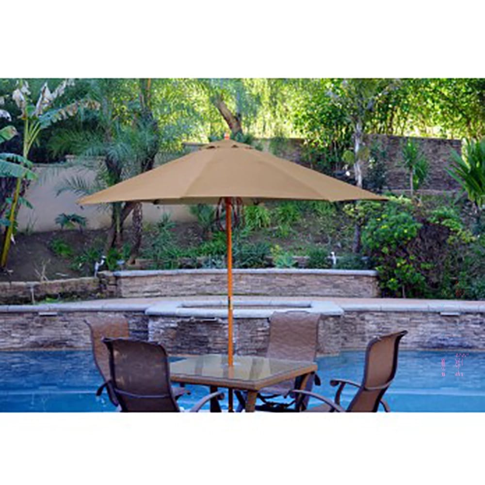 Jeco 9' Wood Patio Market Umbrella, Brown
