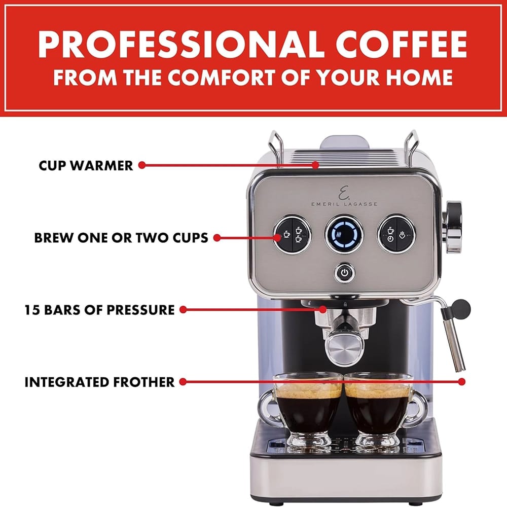 Emeril Lagasse Semi-Automatic 15-Bar Pro Espresso Machine