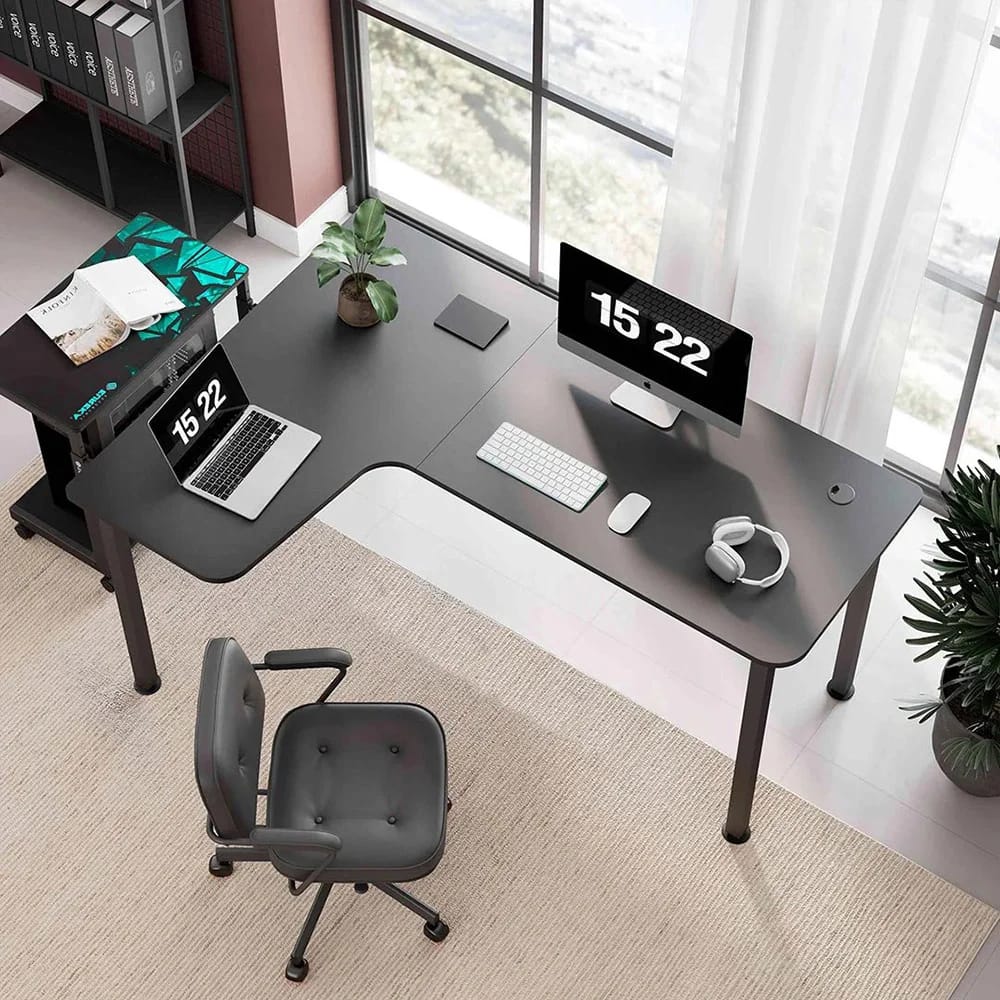 Eureka Ergonomic 60" Left Side L-Shaped Office Desk, Black