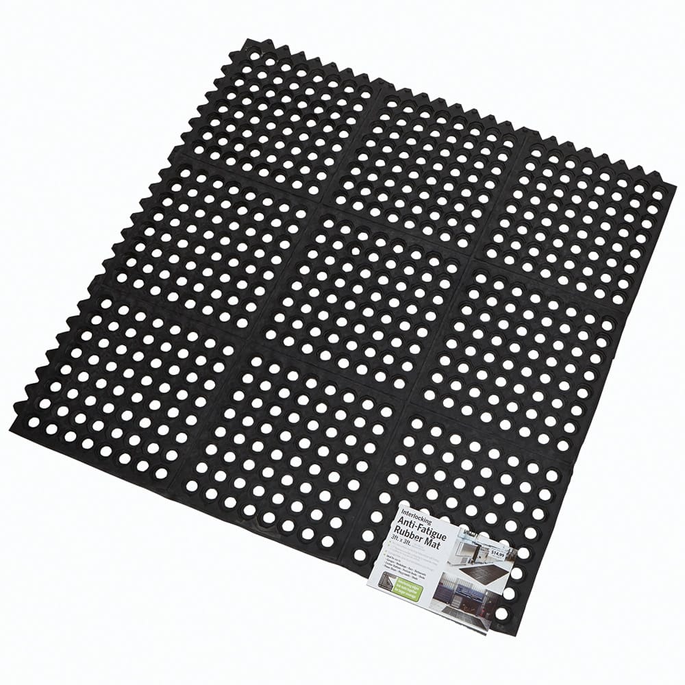 Interlocking Anti-Fatigue Rubber Mat, 3'x3'