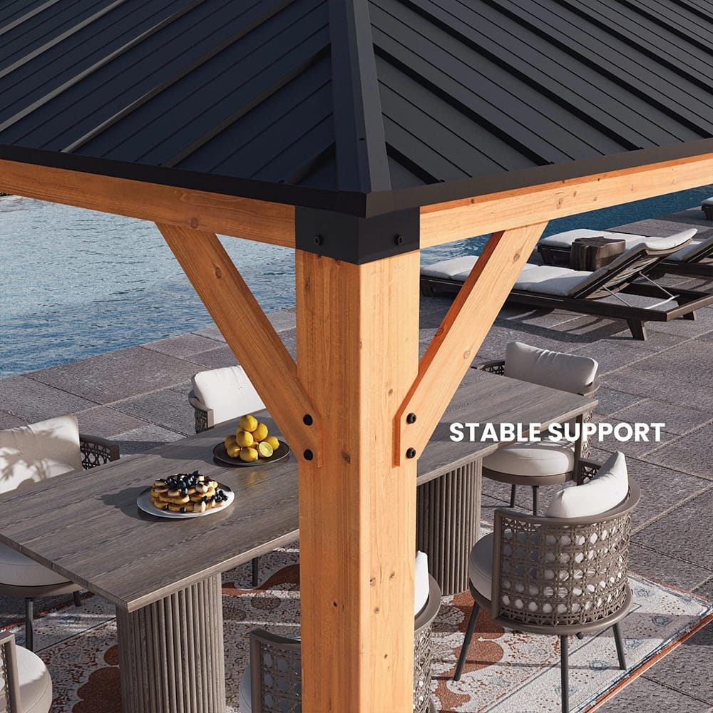 Rockport 11' x 11' Cedar Wood Hard Top Gazebo