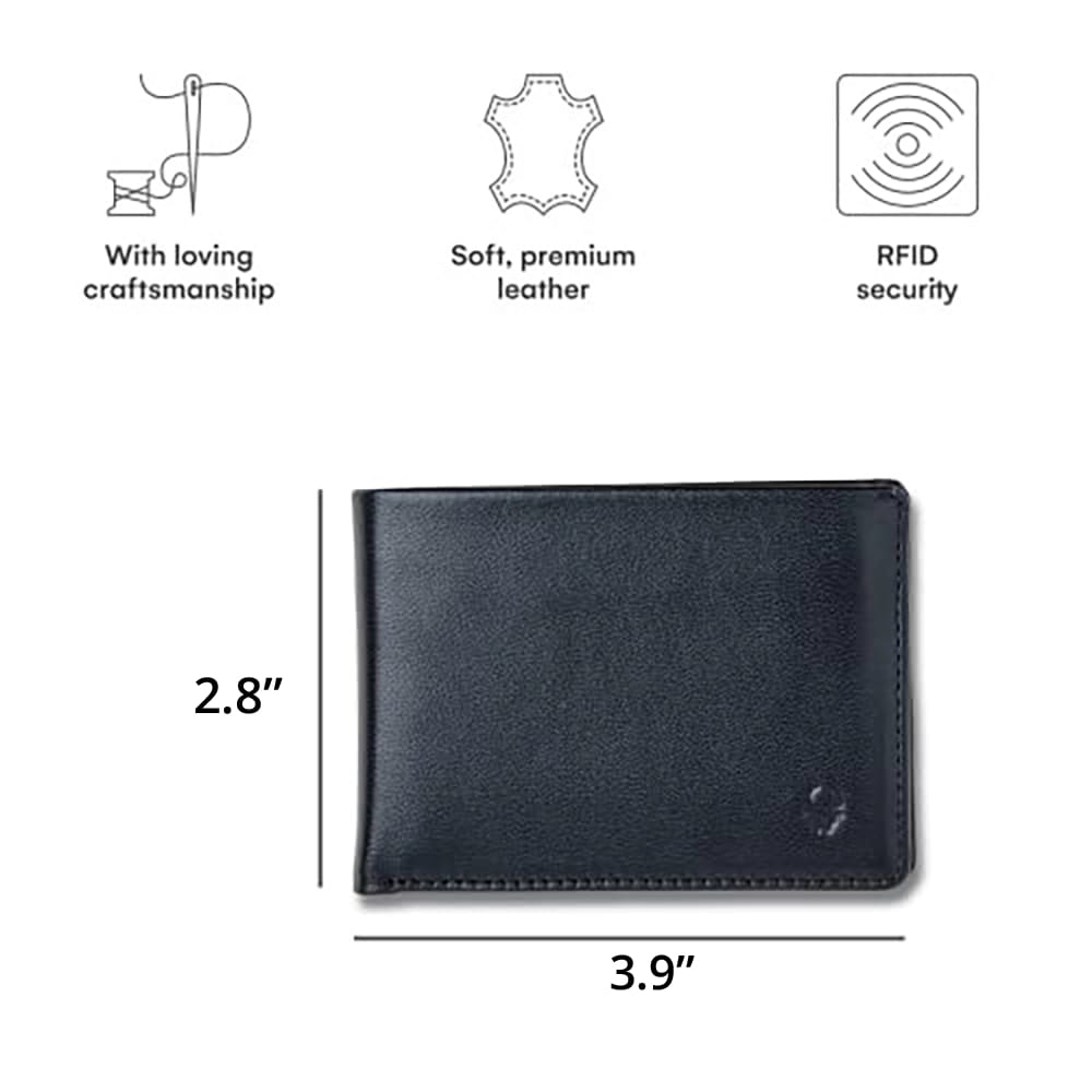 DONBOLSO Slim Leather Billfold Wallet, Black