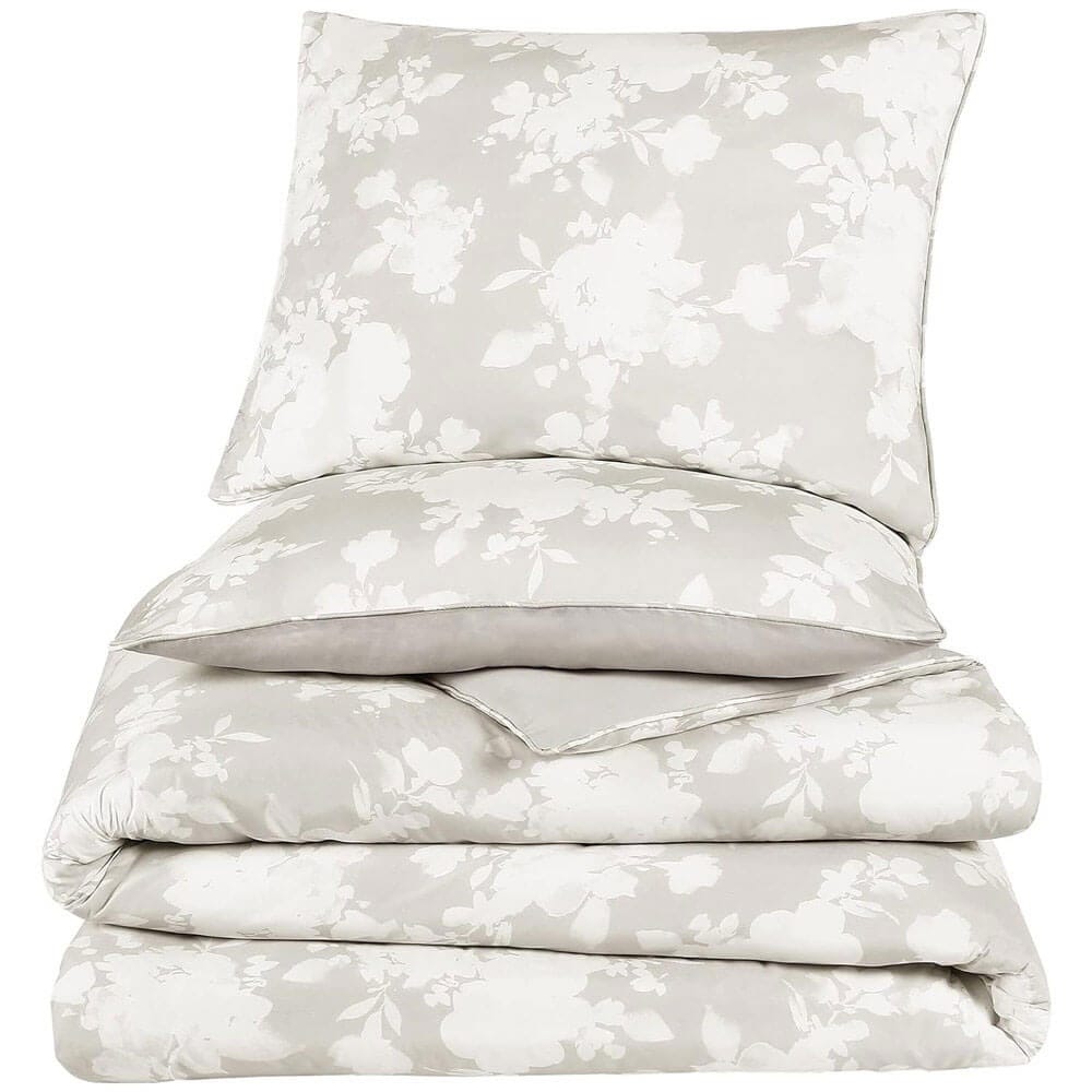 WellBeing by Sunham Luxurious Blend 3-Piece Floral Printed Comforter Set, Full/Queen, Birch