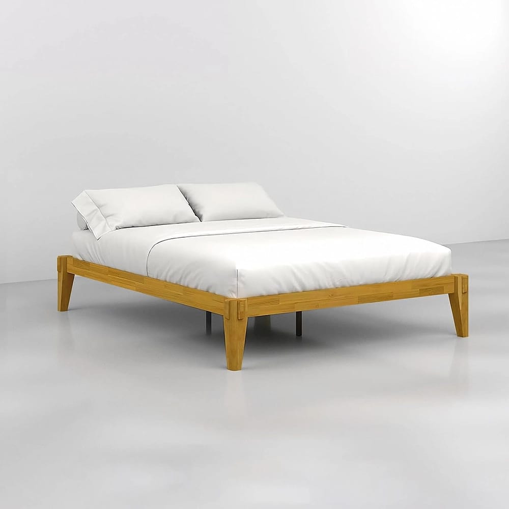 Bme Chalipa King Size Solid Wood Japanese Bed Frame, Natural
