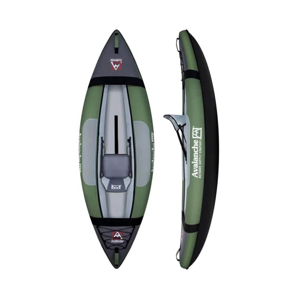 Avalanche 1-Person Voyager Inflatable Green Kayak With Paddle, Seat, Carry  Bag 