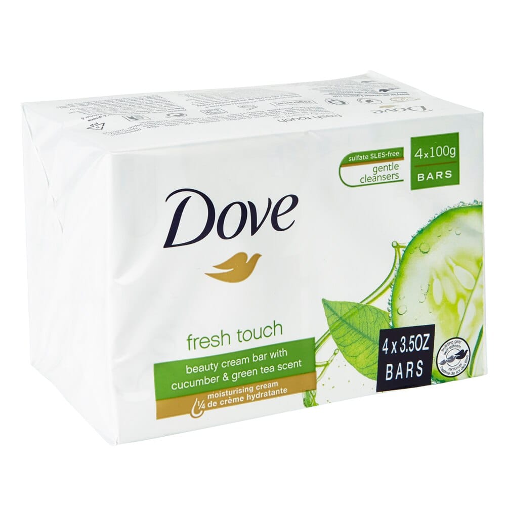 Dove Fresh Touch Beauty Cream Bars with Cucumber and Green Tea Scent, 4-Count