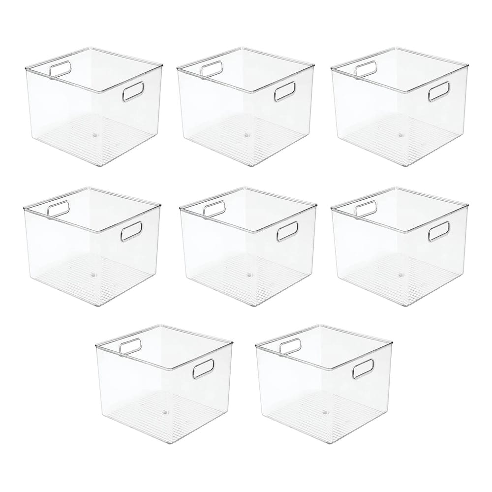 mDesign Plastic Deep Storage Organizer Bin, 8 Pack